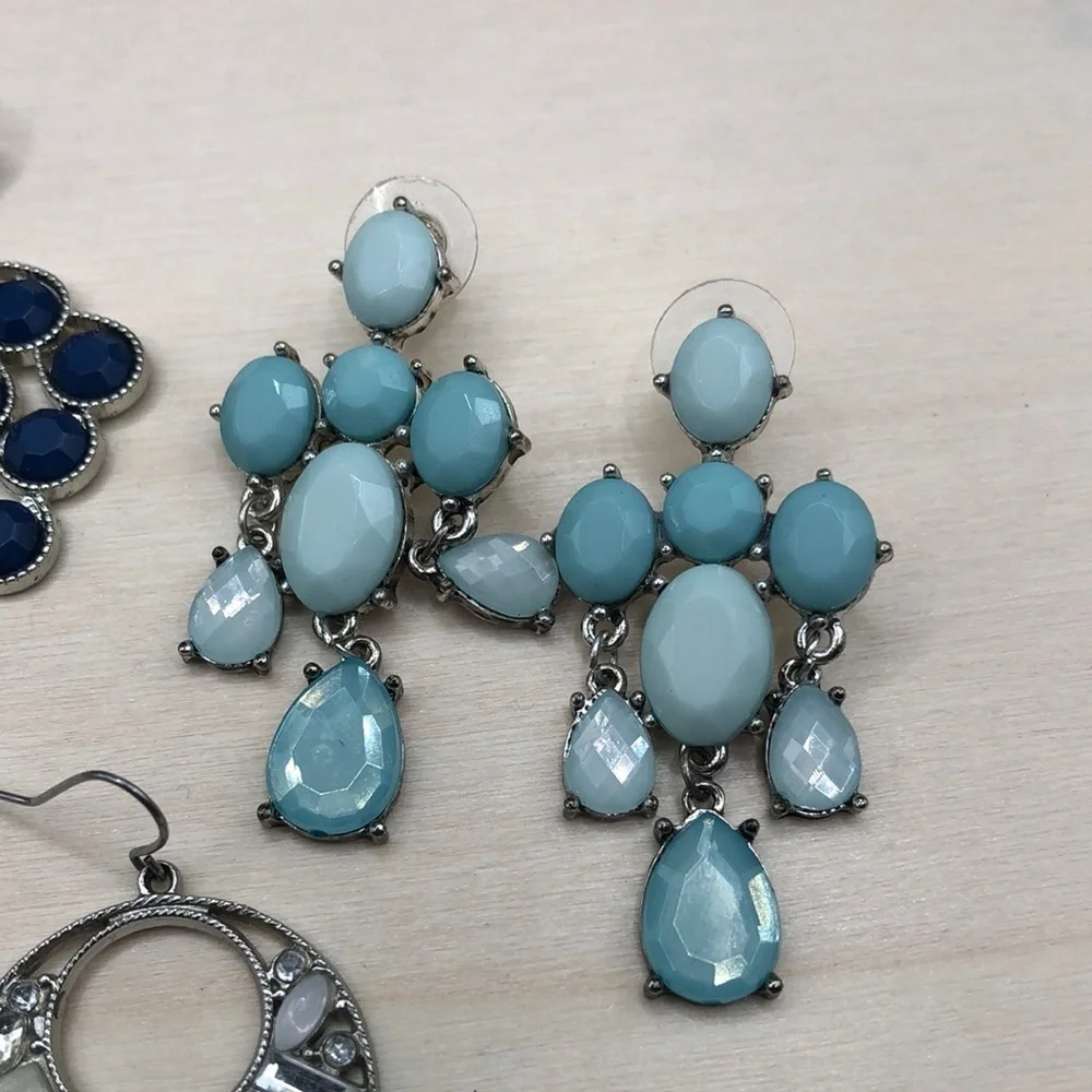 Bundle lot 4 bejeweled dangle drop dressy dress up statement style earrings.